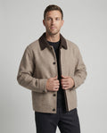 Herren geradliniger Wollmix-Hemdblouson mit Kontrastfutter und verdeckten Eingrifftaschen R&B