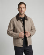 Herren geradliniger Wollmix-Hemdblouson mit Kontrastfutter und verdeckten Eingrifftaschen R&B