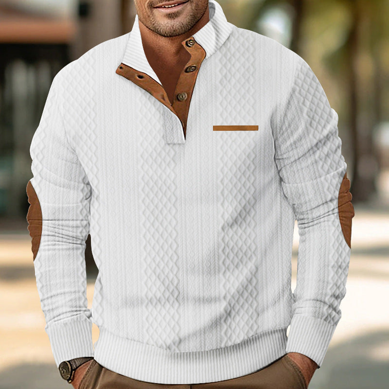 Herren Strickpullover mit modernem Kragen und strukturierter Oberfläche R&B