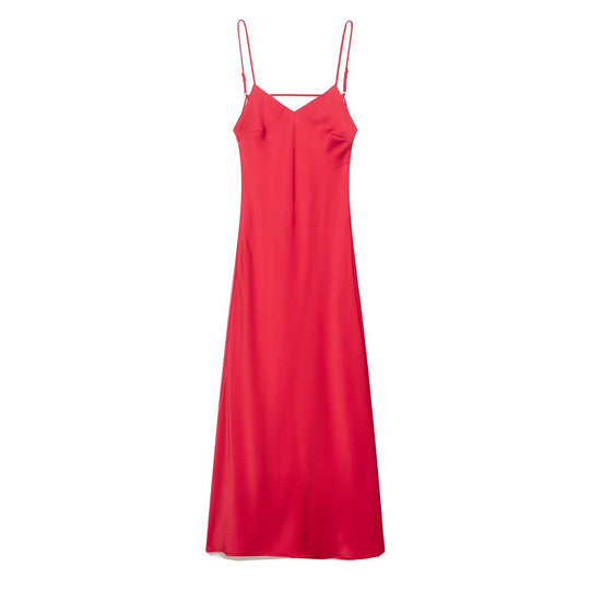Damen Sommerliches Spaghettiträgerkleid mit schmeichelndem Schnitt und fließendem Stoff R&B