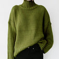 Damen Grobstrickpullover mit hohem Kragen und lässigem Schnitt