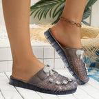 Damen Modische Glitzer-Clogs mit elegantem Schnallen-Design R&B
