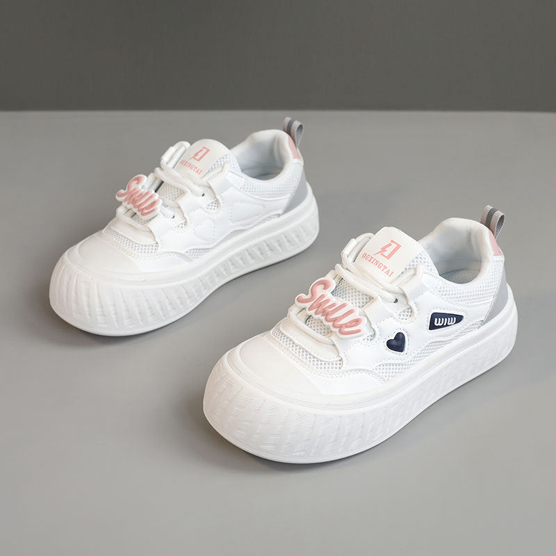 Damen Trendige Plateau-Sneaker mit buntem Schriftzug R&B