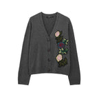 Damen Strickjacke mit floralem Stickdesign R&B