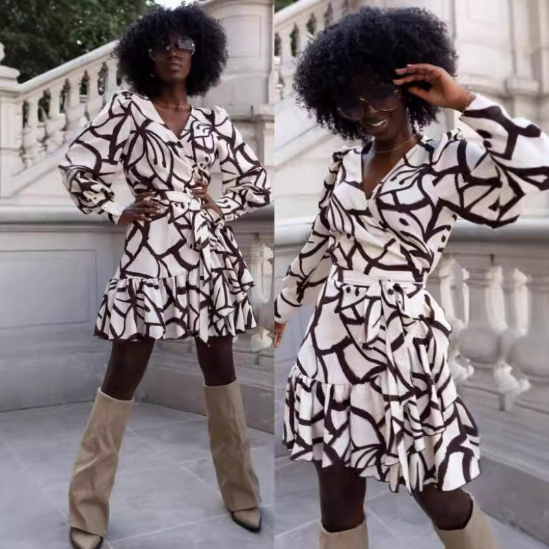 Damen schmeichelhaft Wickel-Mini-Kleid mit Leopardenmuster R&B