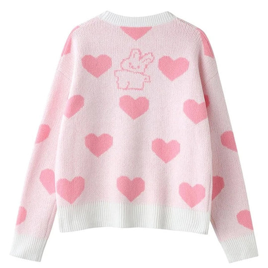 Damen Gemütlicher Pullover mit Herz-Design und verspielten Hasenmotiven R&B