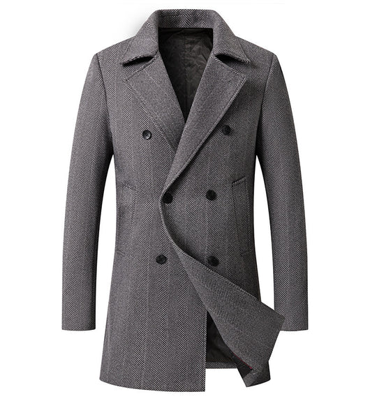 Herren eleganter Doppelreiher-Mantel im minimalistischen Design R&B