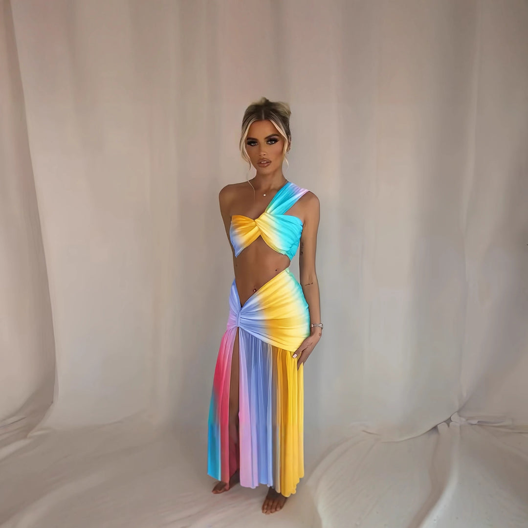 Damen Exquisites Wickelkleid mit asymmetrischem Schnitt und tiefem Schlitz R&B