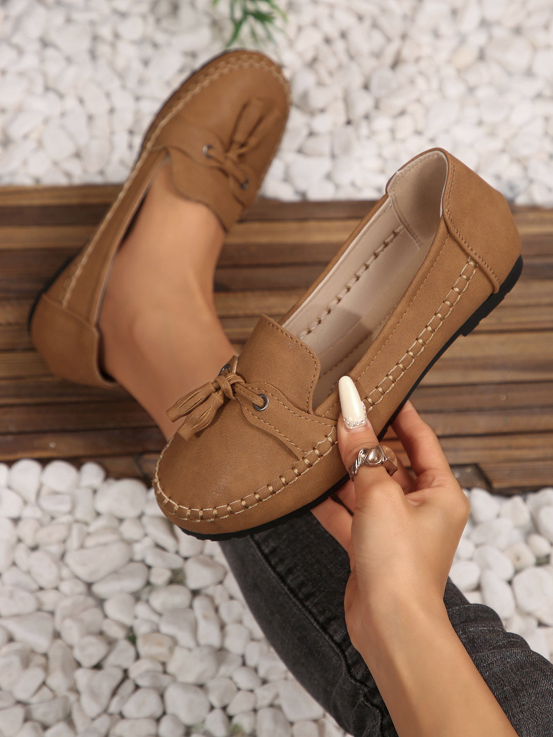 Damen Mokassins mit trendigem Fransen-Design und bequemer Sohle R&B