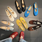 Damen modische Mary Janes mit verstellbarem Riemen und glänzender Oberfläche R&B