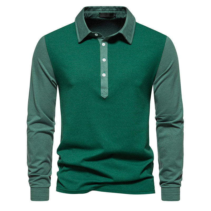 Herren Langarm-Henley-Shirt aus hochwertigem, atmungsaktivem Material mit Kontrastärmeln
