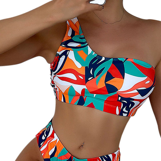 Damen Einseitiger Bikini-Top mit modischem Muster R&B