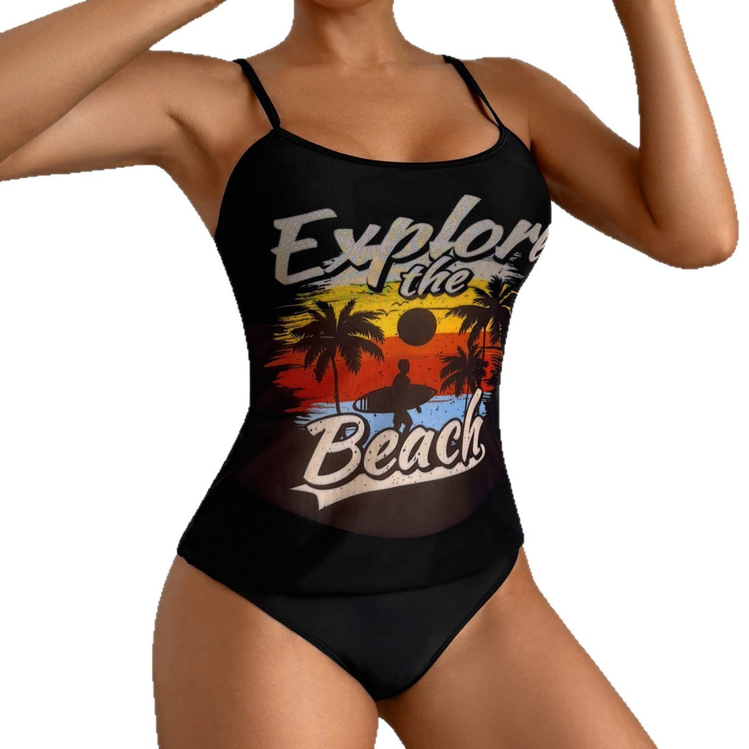 Damen Sportliches Tankini-Set mit trendigem Druck R&B