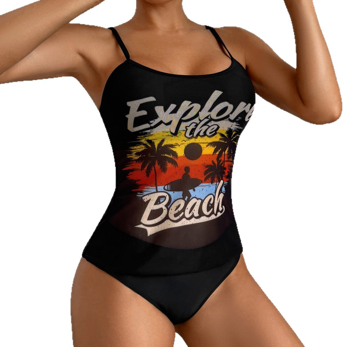 Damen Sportliches Tankini-Set mit trendigem Druck R&B