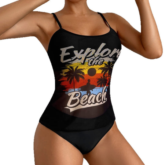 Damen Sportliches Tankini-Set mit trendigem Druck R&B