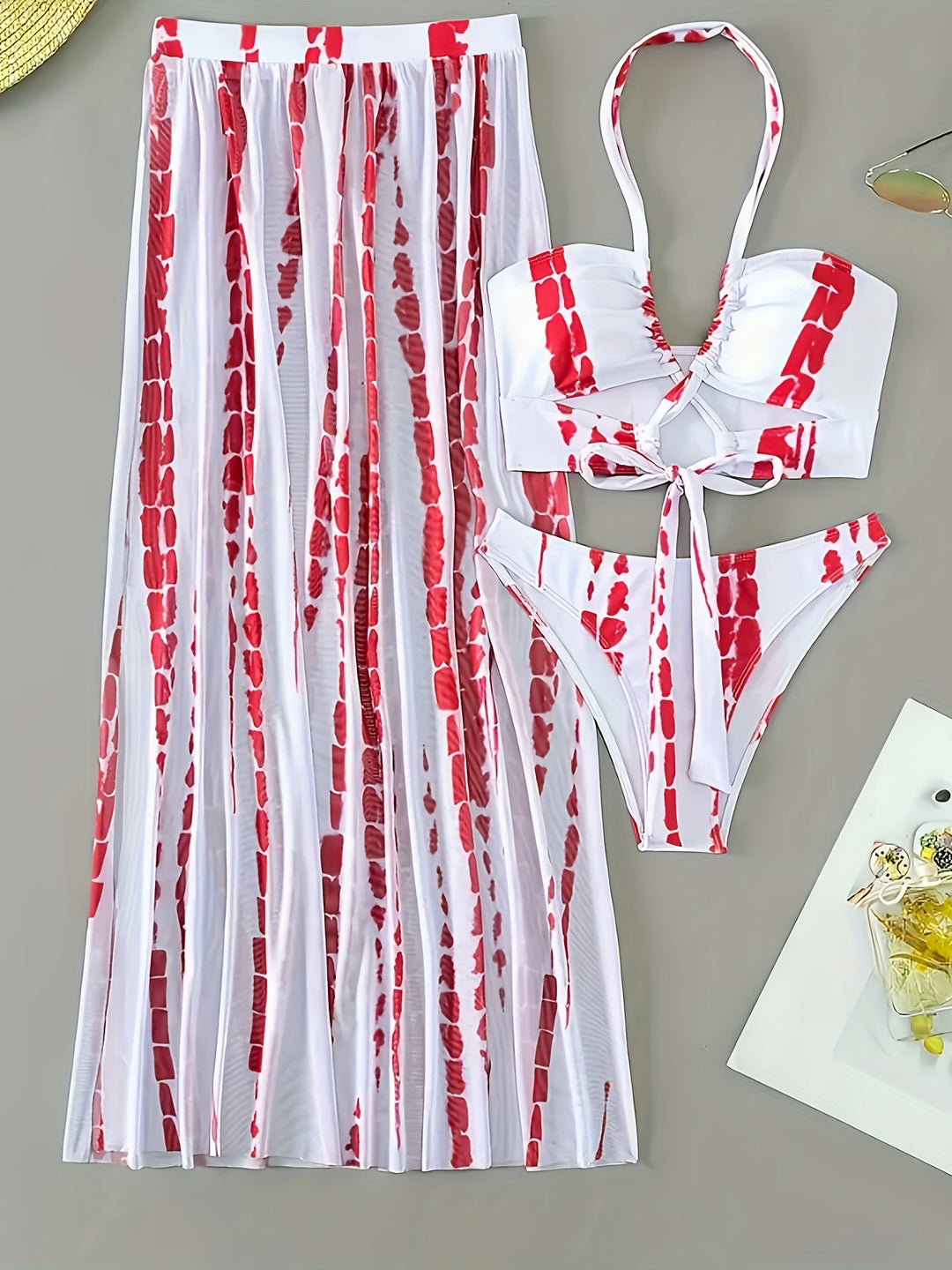 Damen Bikini-Set mit elegantem Wickelrock und modischem Triangel-Top R&B