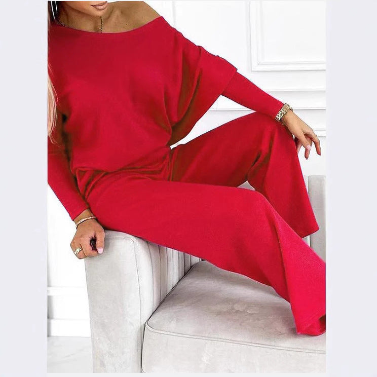 Damen Lässiges Oberteil und weite Hose Set R&B