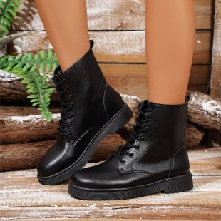 Damen robuste Schnürstiefel mit modischem Design und rutschfester Profilsohle R&B