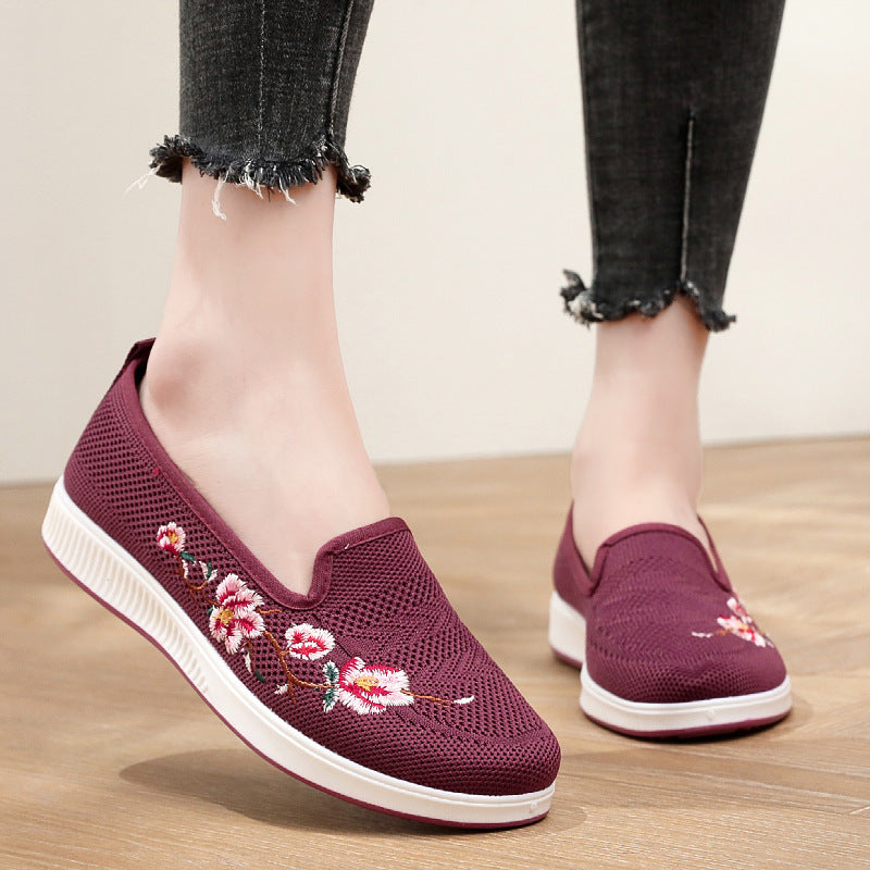 Damen Slip-On Sneaker mit floralem Stickmuster