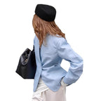 Damen Elegante Oversized-Blazerjacke mit asymmetrischem Schnitt und praktischen Taschen R&B