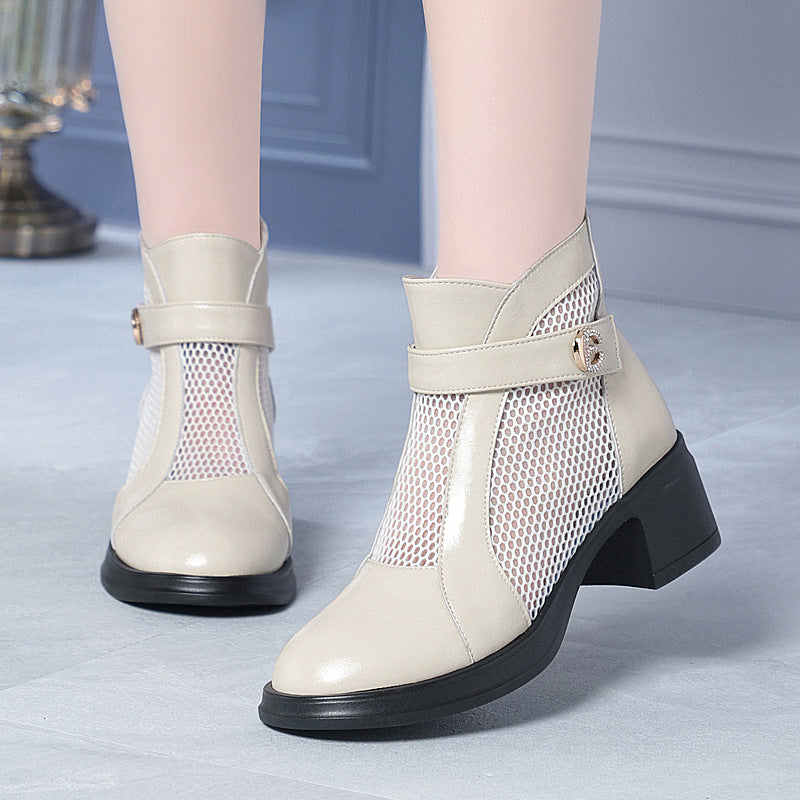 Damen modische Stiefeletten mit stylishem Netzbesatz R&B