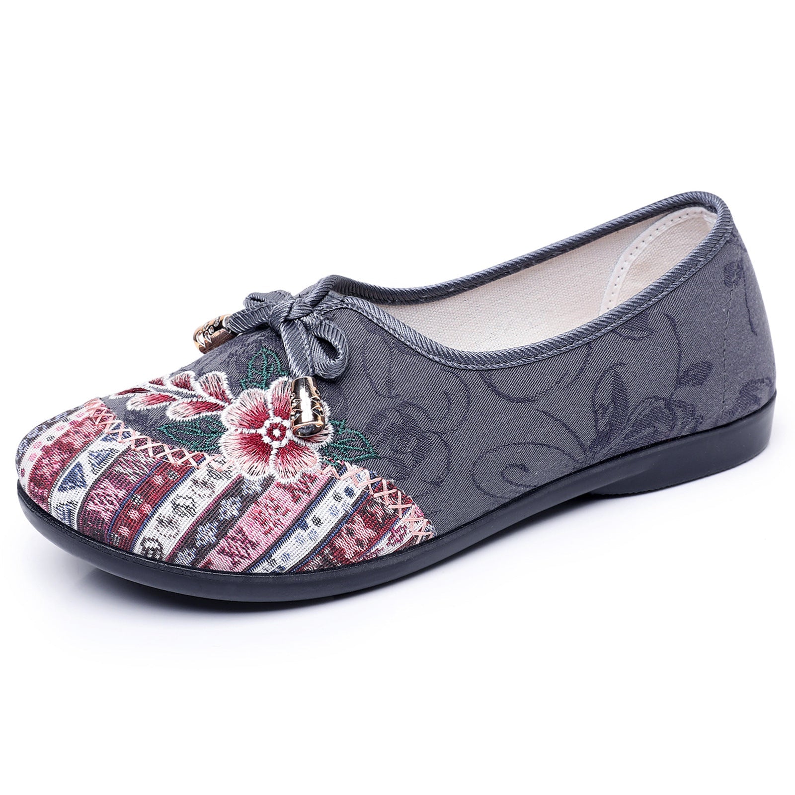 Damen Bequeme Ballerinas mit floralem Design und elastischem Einstieg R&B