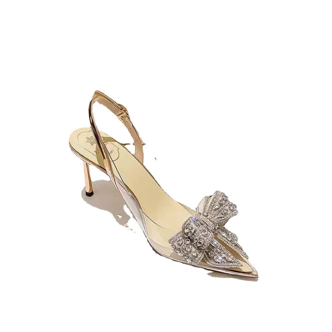 Damen Glamouröse Slingback-Pumps mit eleganter Schleifenverzierung und funkelnden Applikationen R&B