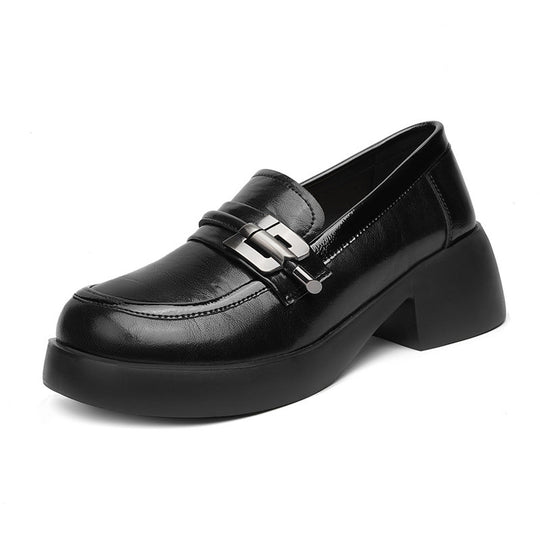Damen Elegante Blockabsatz Mokassins mit modischem Schnallen-Detail R&B