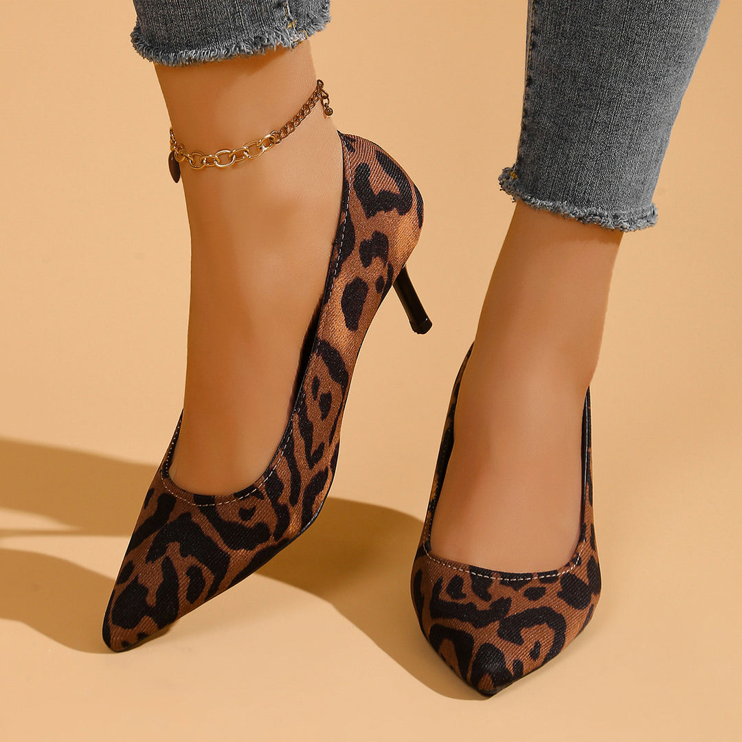 Damen spitze Wildleder-Pumps mit Leopardenmuster R&B