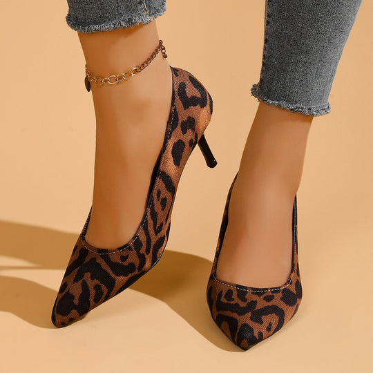 Damen spitze Wildleder-Pumps mit Leopardenmuster R&B