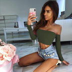 Damen Crop-Top mit langen Ärmeln