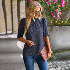 Damen Bluse mit floralem Muster und modernen Puffärmeln R&B