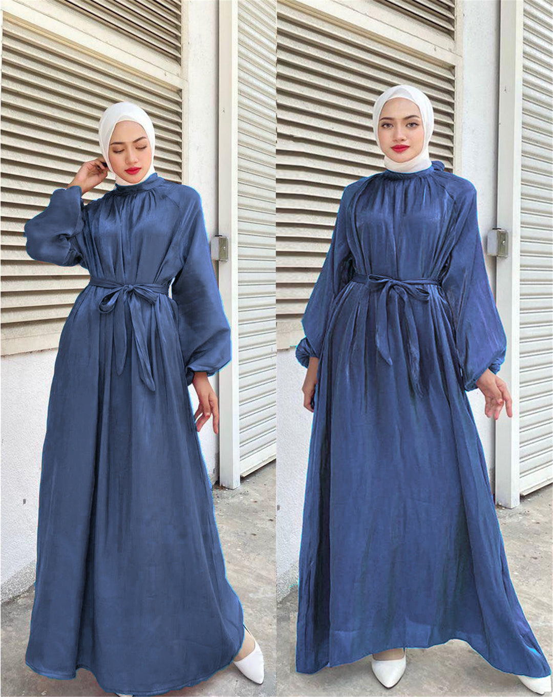 Damen Elegantes Langarmkleid mit Taillengürtel R&B