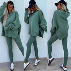 Damen nan Oversize Sweatshirt mit taillierten Rib-Leggings Set R&B