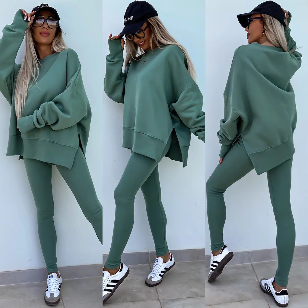 Damen nan Oversize Sweatshirt mit taillierten Rib-Leggings Set R&B