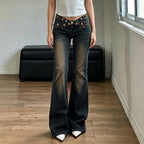 Damen Jeans mit weitem Schnitt und eleganten Gürtelschlaufen R&B