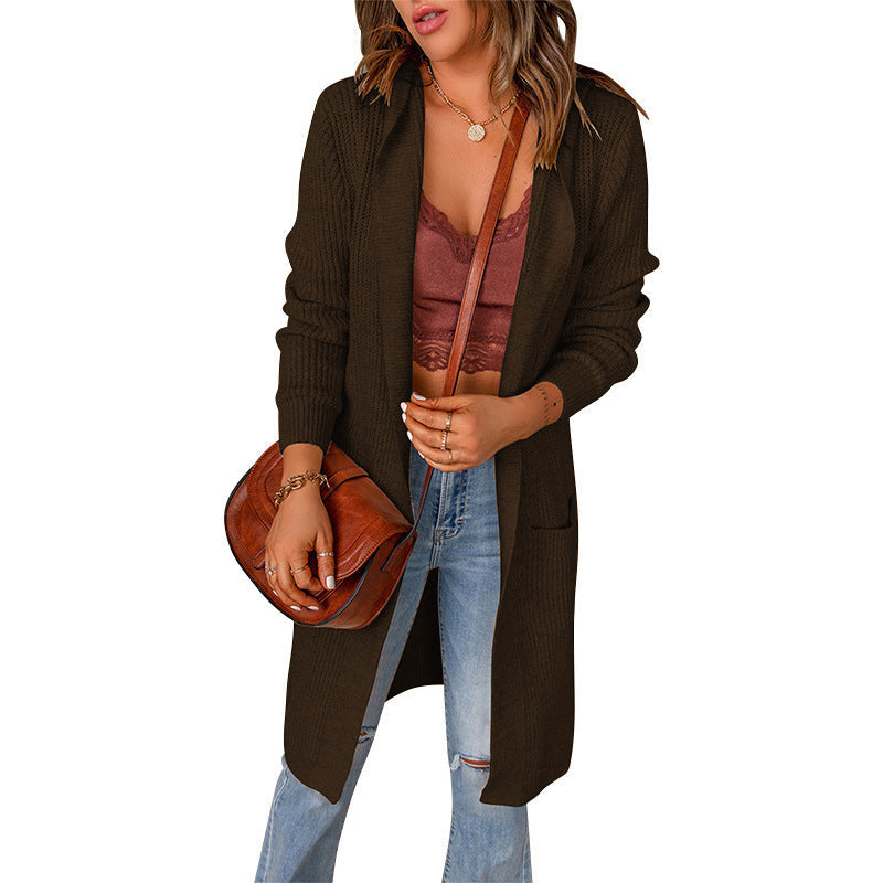 Damen Strickjacke mit tiefem V-Ausschnitt und praktischen Taschen R&B