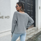 Damen Freizeit-Strickpullover mit elegantlyem V-Ausschnitt und verspielten Kreuzdetails R&B