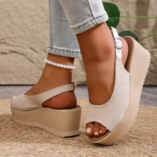 Damen Plateau-Sandalen mit offenem Zehenbereich und praktischem Klettverschluss R&B