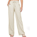 Damen nan weite Loungewear-Hose mit hohem Elastikbund Kordelzug Seitentaschen und legerer Palazzo-Passform R&B