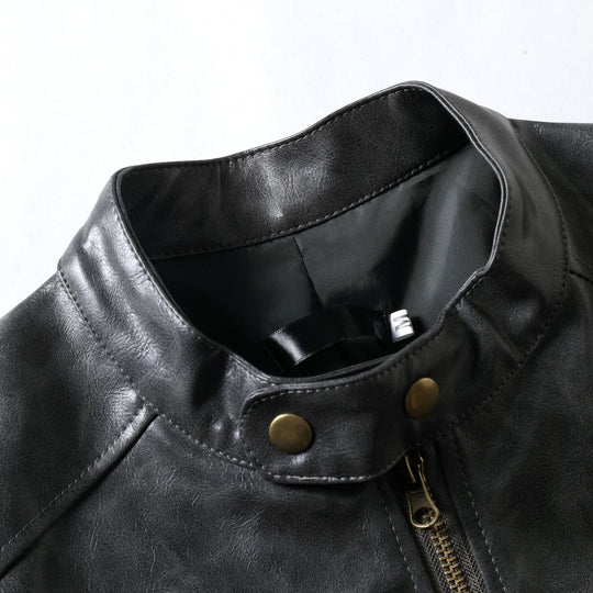 Herren Lederjacke mit Stehkragen