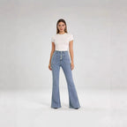 Damen Bootcut Jeans mit hohem Bund und Knopfleiste