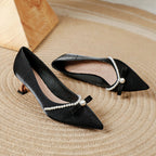 Damen elegante Pumps mit Perlenapplikation und raffinierter Schleife
