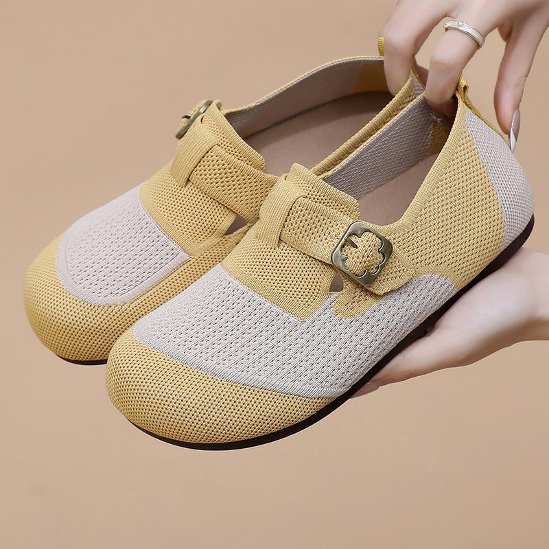 Damen Slip-On Schuhe mit verstellbarem Schnallenverschluss und atmungsaktiver Oberflächenstruktur R&B