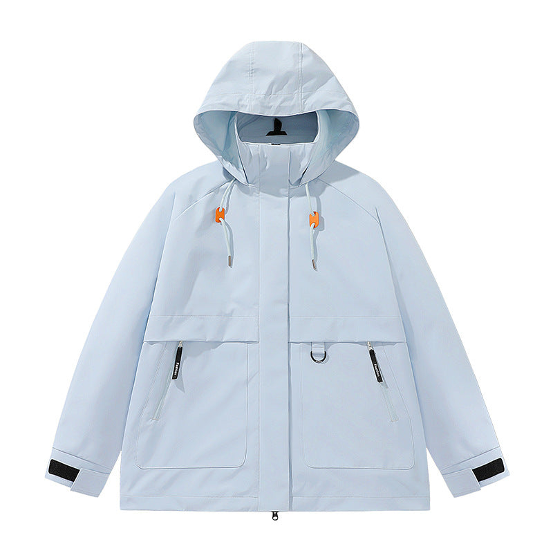 Herren funktionale Freizeitjacke mit verstellbarem Kapuzenkragen und großen Taschen R&B