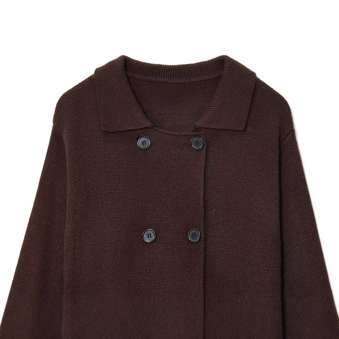 Damen elegante Strickjacke mit doppelter Knopfleiste und praktischen Taschen R&B