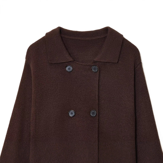 Damen elegante Strickjacke mit doppelter Knopfleiste und praktischen Taschen R&B