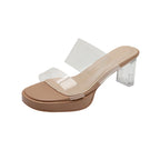 Damen transparente Mules mit blockiertem Absatz R&B