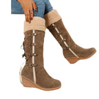Damen Wedge-Stiefel mit gefüttertem Innenbereich und modischem Schnür-Design R&B