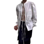 Damen modische Bluse mit Kordelzug und Puffärmeln R&B